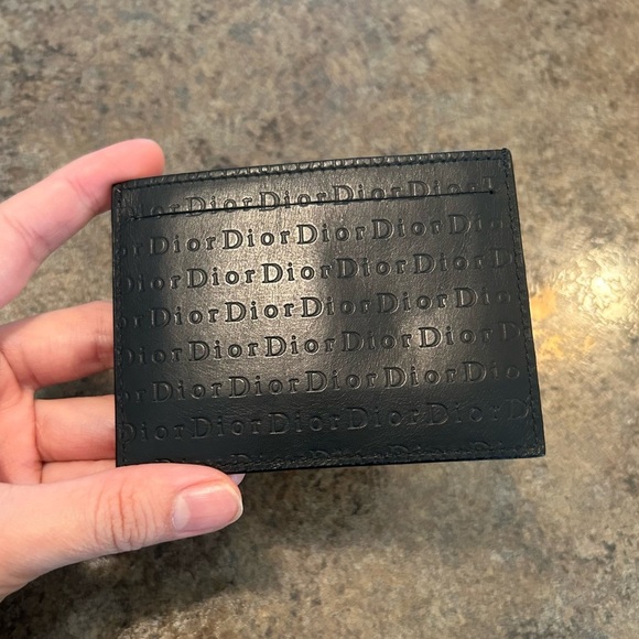Christian Dior Black Leather Logo Engraved Card Case NWOT - Picture 6 of 9